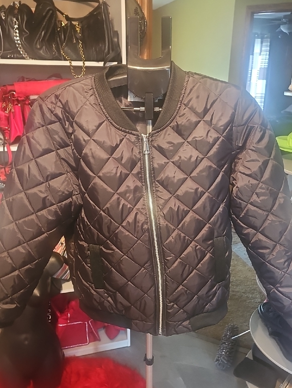 Quilted Bomber Jacket in Black